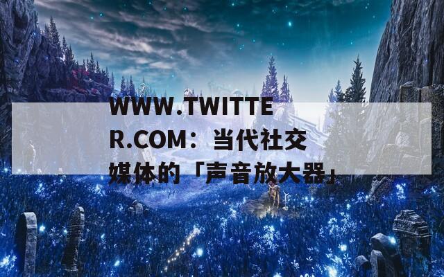 WWW.TWITTER.COM：当代社交媒体的「声音放大器」