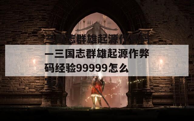 三国志群雄起源作弊码—三国志群雄起源作弊码经验99999怎么写入