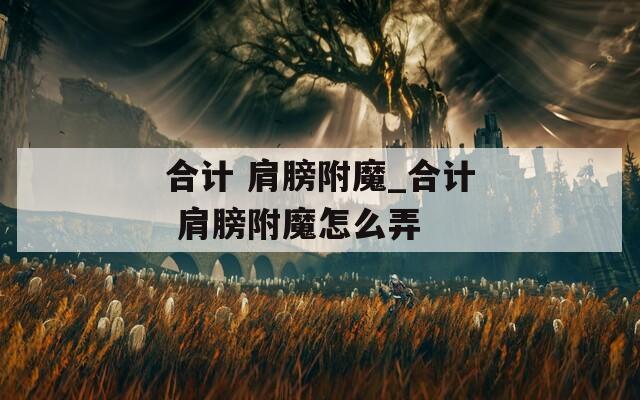 合计 肩膀附魔_合计 肩膀附魔怎么弄