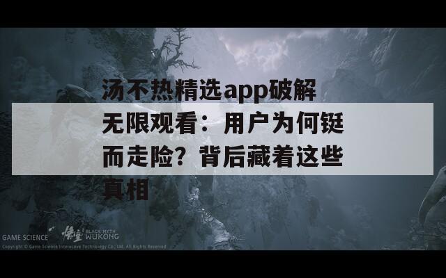 汤不热精选app破解无限观看：用户为何铤而走险？背后藏着这些真相
