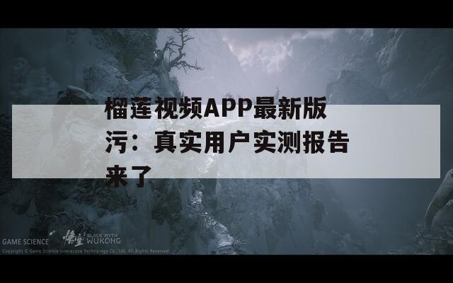 榴莲视频APP最新版污：真实用户实测报告来了